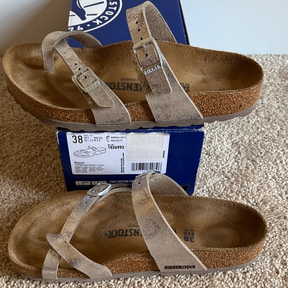 Birkenstock Mayari Metallic Silver Sandals - Picture 6 of 10